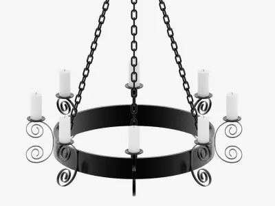 Medieval Chandelier with Candles 1 3D model