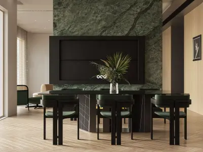 Living Room and Kitchen with Dinning Set Low-poly-130 Low-poly 3D model