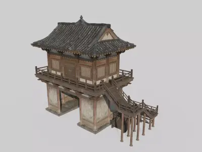 Gateway of ancient Asian architecture 3D model