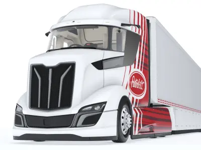  Peterbilt Supertruck 2 with Trailer Rigged for Cinema 4D 