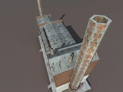Abandoned Old Factory Low Poly 3d Model Low-poly 3D model