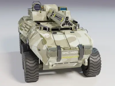 Sci Fi LowPoly model of a light tank is a game-ready model Low-poly 3D model