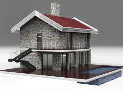 Stone Villa Design 3D Model 3D model