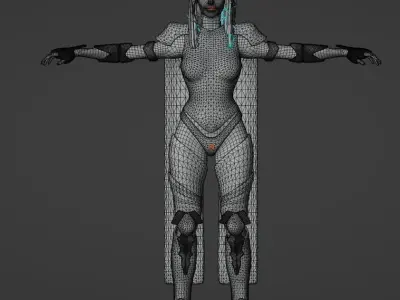 Cyber Punk Female Character Low-poly 3D model 3D model