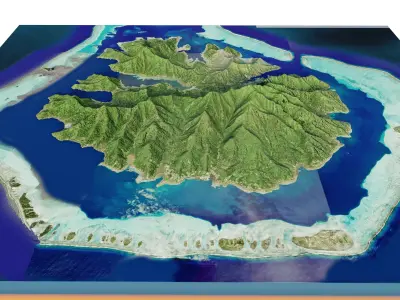 Tahaa island full 3d terrain 3D model