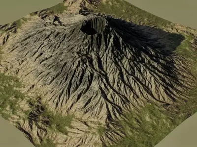 Realistic Volcano Mountain 3D Terrain Environment PBR Low-poly 3D model