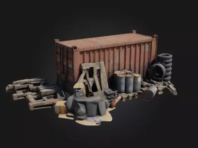 Container and Clutter  Realistic Storage and Debris Set 3D model