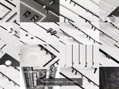 Ceiling Lamps Set 3D Model Pack