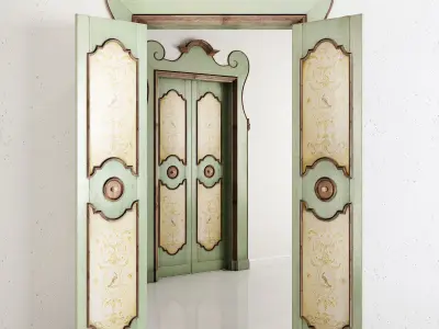 Old classic door 001 3D model
