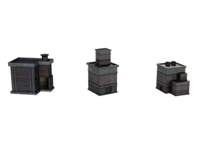 Industrial Chemical Buildings Pack Sci Fi Game Ready Scene Prop Low-poly 3D model