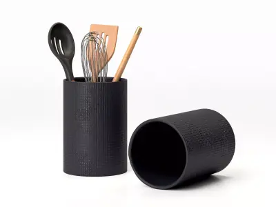 Matte Black Utensil Holder 3D model