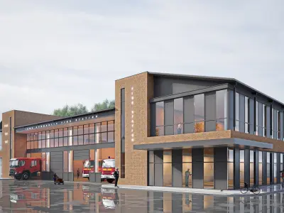 fire station Low-poly 3D model