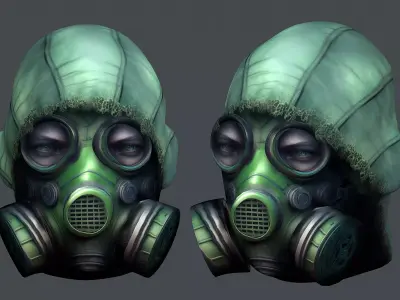 Gas mask helmet scifi Low-poly character art game space Low-poly 3D model get