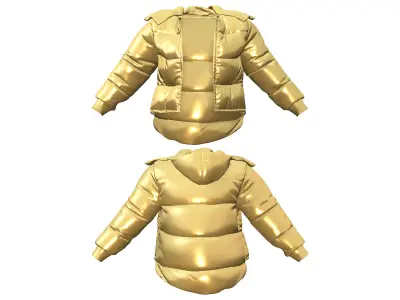 Metallic Padded Jacket Top Pants Boots Neck Tie Outfit Low-poly 3D model