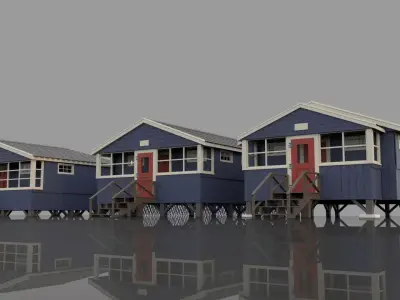 Summer Camp Bunks Sea side cabin 3D model