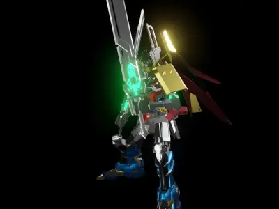 TheMechaNoid 7 gundam character holding sword 3D model