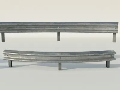Road fence kit Low-poly 3D model
