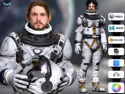 Sci-Fi Astronaut Character High-Quality PBR  Low-poly 3D model