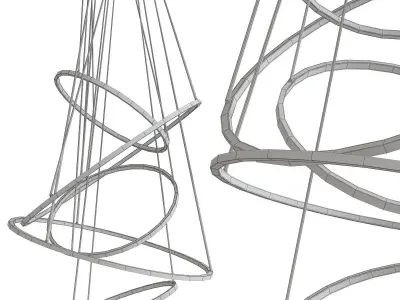 Ring Chandelier Three Ring low poly 3d model Low-poly 3D model