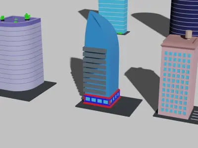 Game ready low poly city Low-poly 3D model