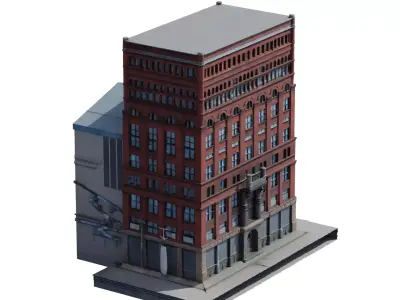 Historic Brick Building Realistic Urban Architecture Asset 3D model