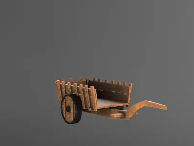 Stylized 3D Game Cart Low-poly 3D model
