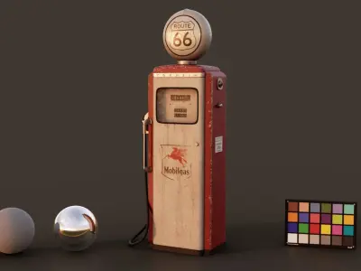 Route 66 Gas Pump Low-poly 3D model