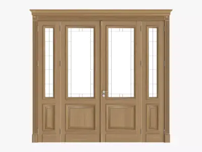 Door classic with glass quad 01 3D model