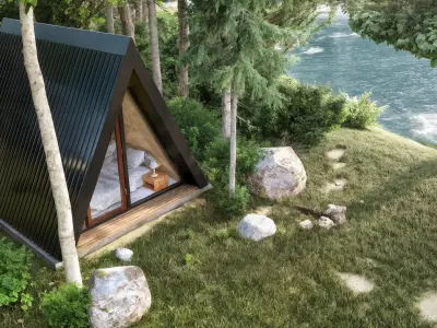 Small A Frame House Bed Bath Model 3D Max FBX OBJ 3DS 3D model