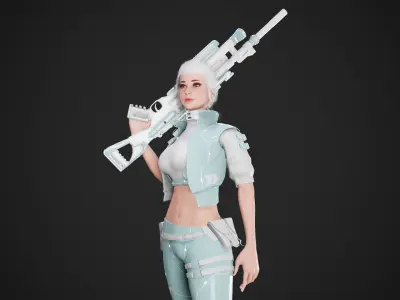 Cyberpunk NYX Robot Low-poly 3D model