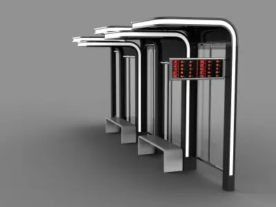 Moder Bus Stop 3 Low-poly 3D model