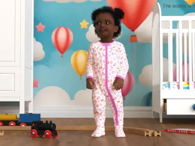  Little African Girl Light Skin in Full Bodysuit Rigged 