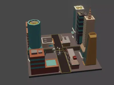City in peace  Free low-poly 3D model