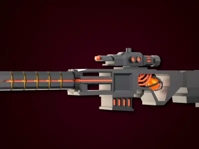 Sci-Fi Laser Railgun Low Poly Gun Low-poly 3D model