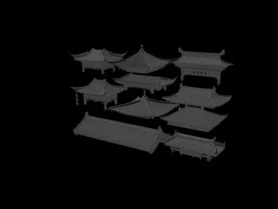 Chinese style ancient eaves china 3D model