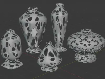 5 peculiar vases Free 3D model