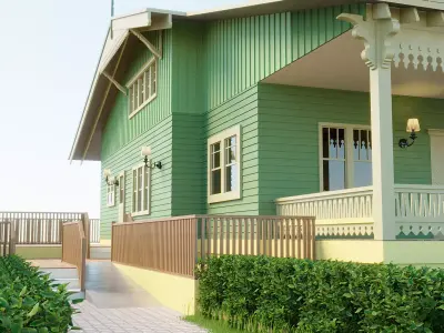 Colonial Theme Residential House Exterior 3D model