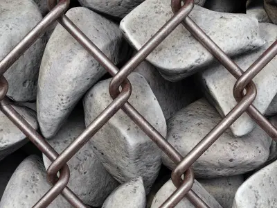 Gabion cage rock stone n2 3D model