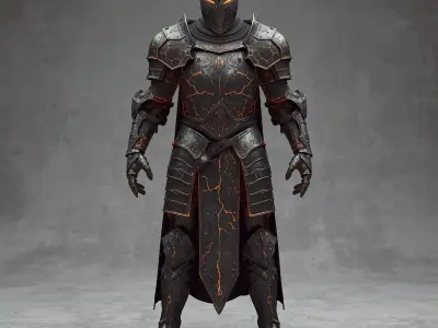 Ornate Golden Plate Armor 3D Model Regal Full Suit Low-poly 3D model