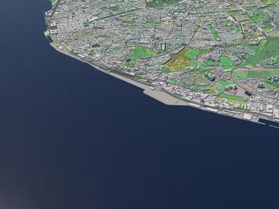 Lisbon Portugal 25x25km City 3D Map 3D model