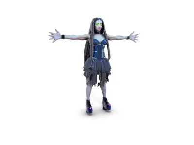 Cybergoth Dancer with Neon Accents Low-poly 3D model