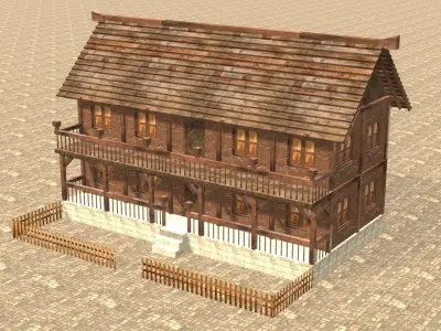 Medieval house fourteen 8 Low-poly 3D model