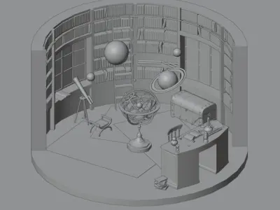 Astronomy room Low-poly 3D model
