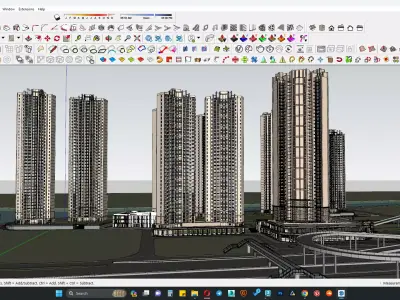 Classical apartment buildings with site office 3D model
