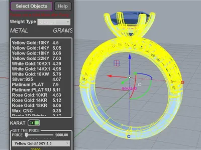 1 carat princess cut diamond engagement ring 3D print model