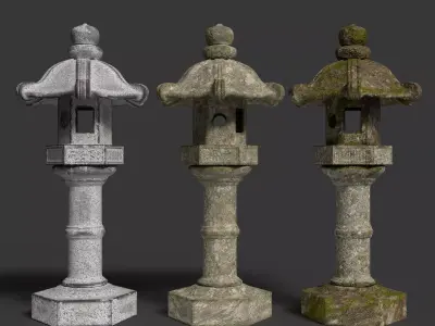 Japanese lantern - Stone lantern - Kasugadoro Low-poly 3D model