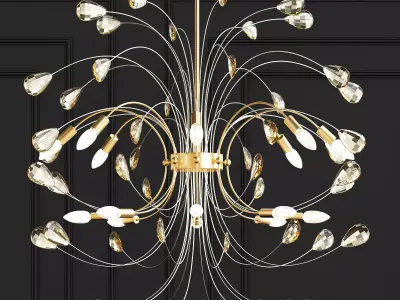 Agate and Nickel 16 Light Chandelier 3D model