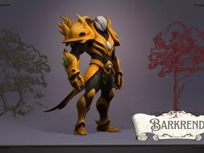 Barkrend Golem Low-poly 3D model
