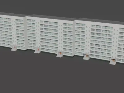 9-storey building Low-poly 3D model