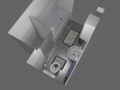 Bathroom with toilet and sink 3D model